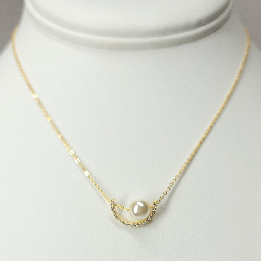💖 New in Gift Box 🎁 Pave CZ Pearl Necklace